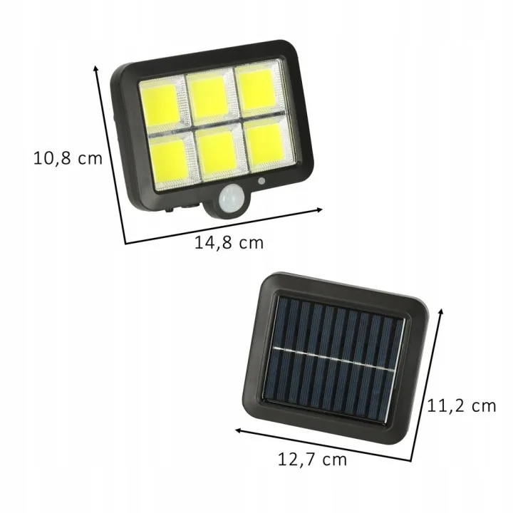 LAMPA OGRODOWA SOLARNA LED 120 DIOD COB 4 TRYBY ŚWIECENIA Z PILOTEM