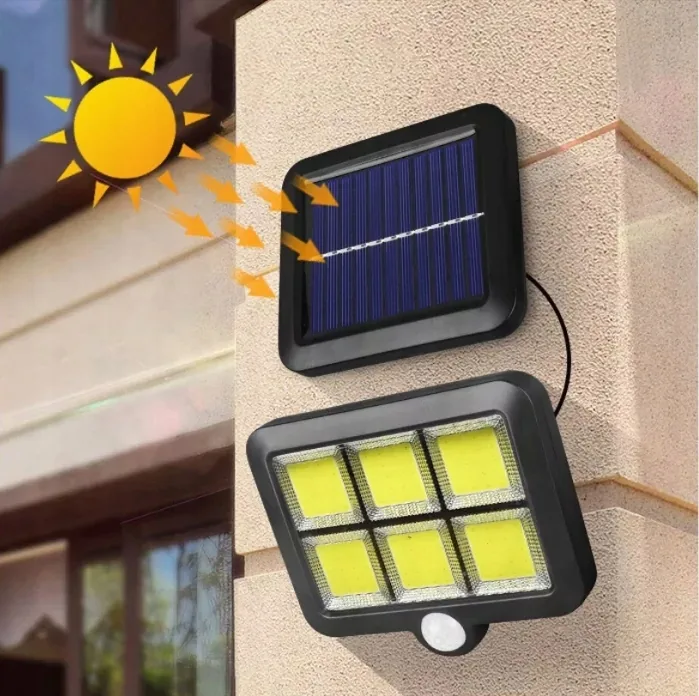 LAMPA OGRODOWA SOLARNA LED 120 DIOD COB 4 TRYBY ŚWIECENIA Z PILOTEM