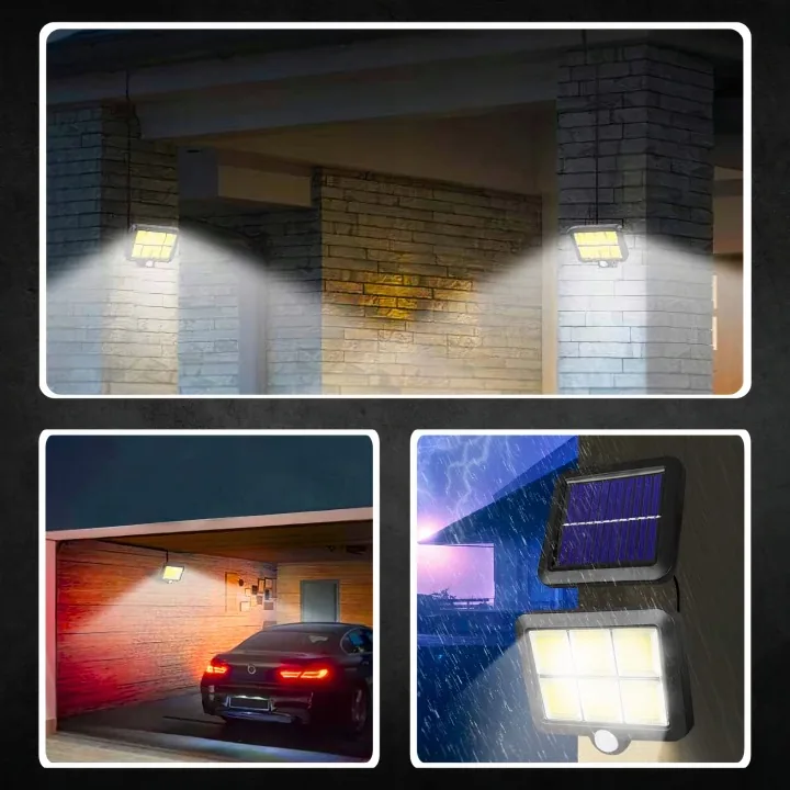 LAMPA OGRODOWA SOLARNA LED 120 DIOD COB 4 TRYBY ŚWIECENIA Z PILOTEM