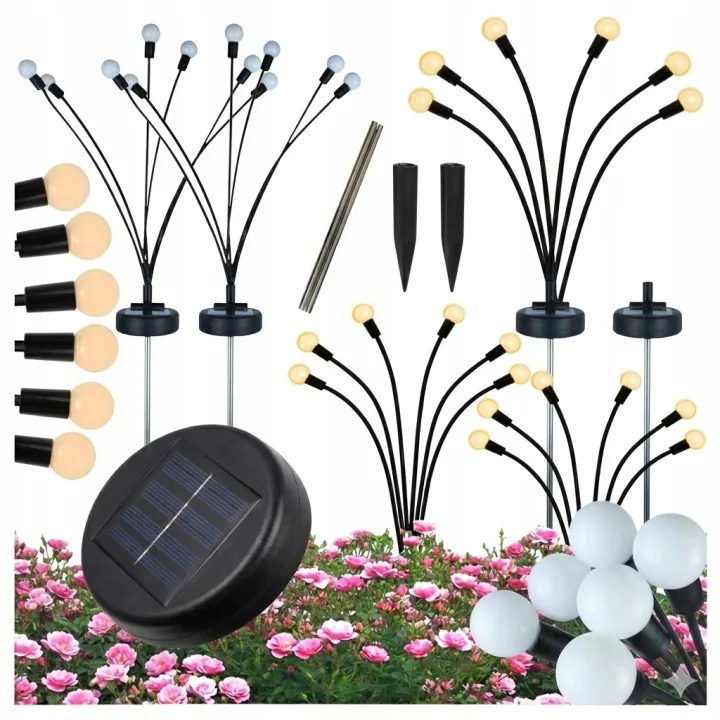 LAMPY SOLARNE KULKI LED 75 CM BIAŁE CIEPŁE IP65 DO OGRODU 2 SZTUKI