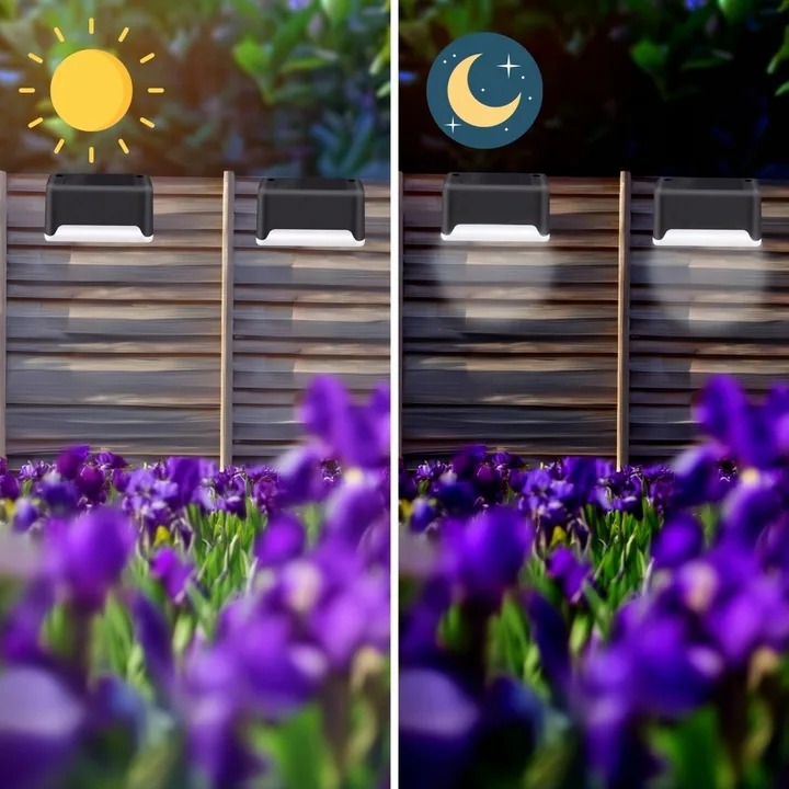 LAMPKI SOLARNE LED NA SCHODY I TARAS 4 SZTUKI CZARNE IP44 CZUJNIK ZMIERZCHU
