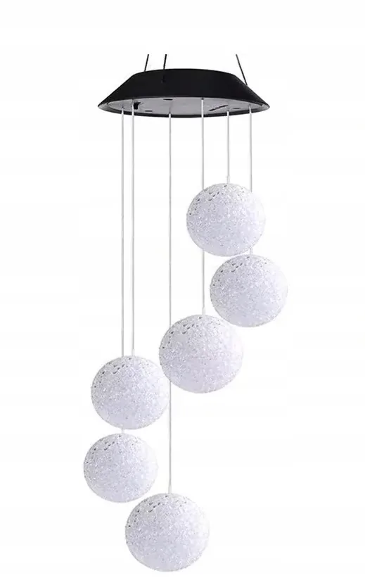 OŚWIETLENIE SOLARNE NA BALKON 6 KUL LED RGB 78 CM CZUJNIK ZMIERZCHU