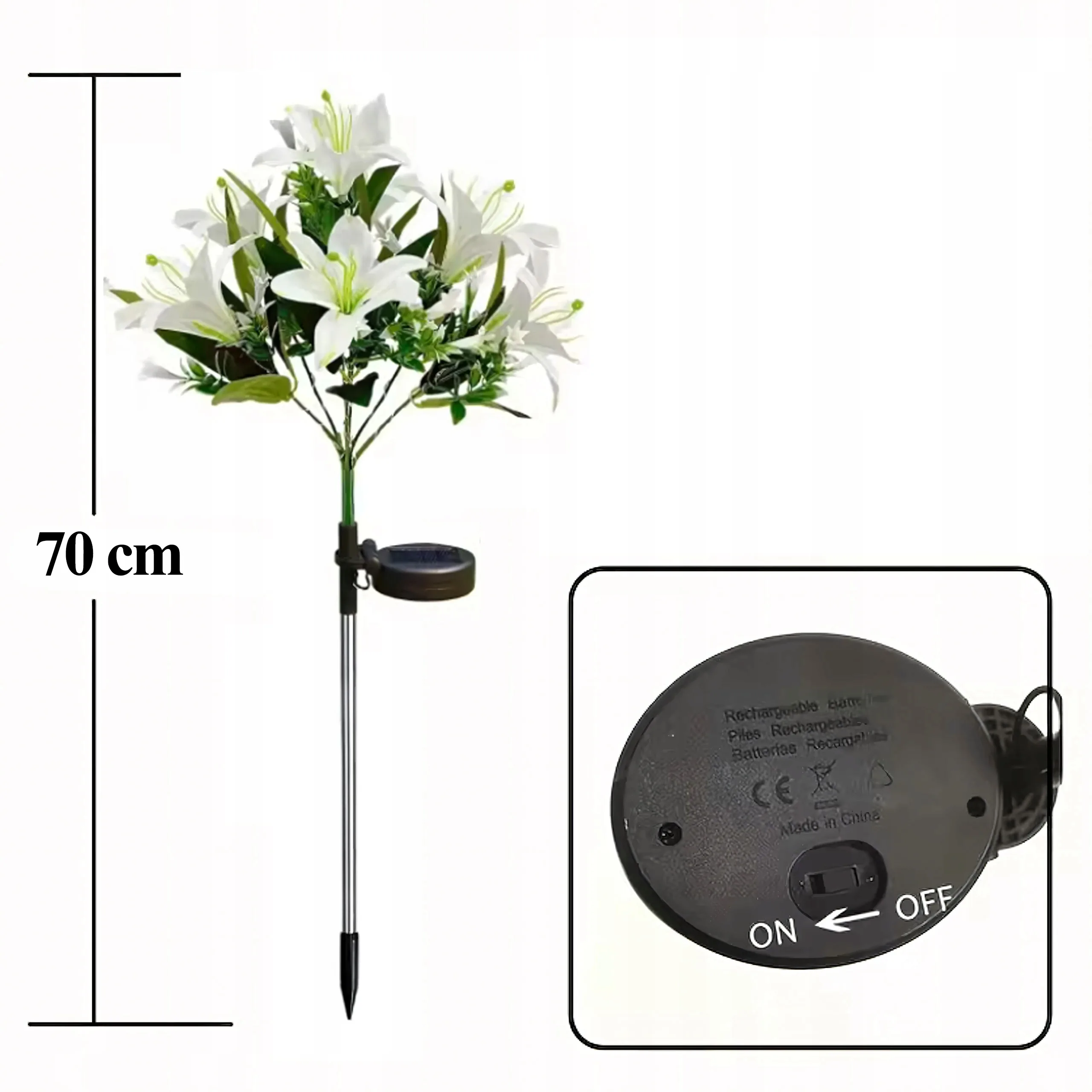 LAMPA SOLARNA OGRODOWA LILIA BIAŁA LED 70 CM CZUJNIK ZMIERZCHU IP44