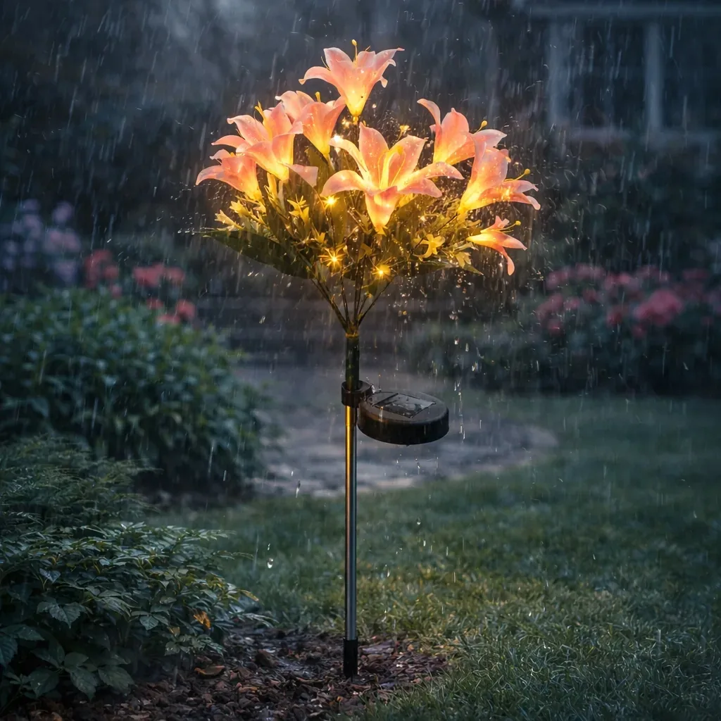 LAMPA SOLARNA OGRODOWA LED LILIA RÓŻOWA 70 CM CZUJNIK ZMIERZCHU IP44