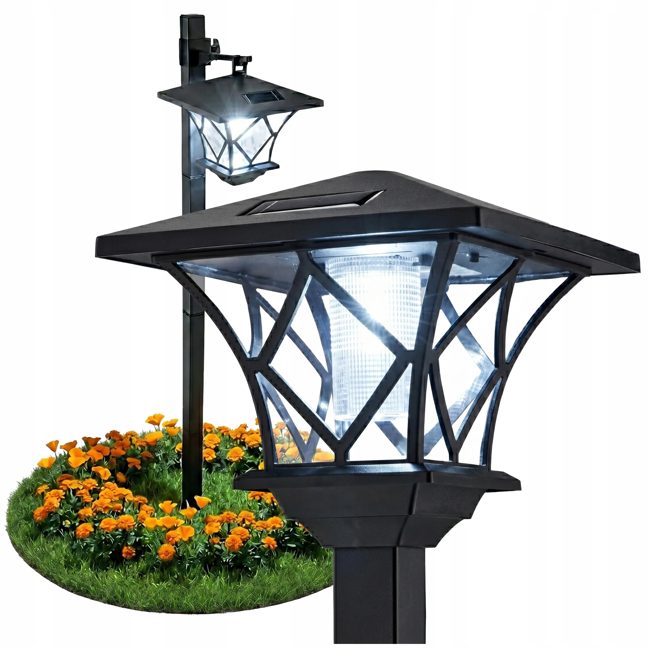 LAMPA SOLARNA OGRODOWA LED 150 CM 3 W CZARNA IP44 WISZĄCA I WBIJANA