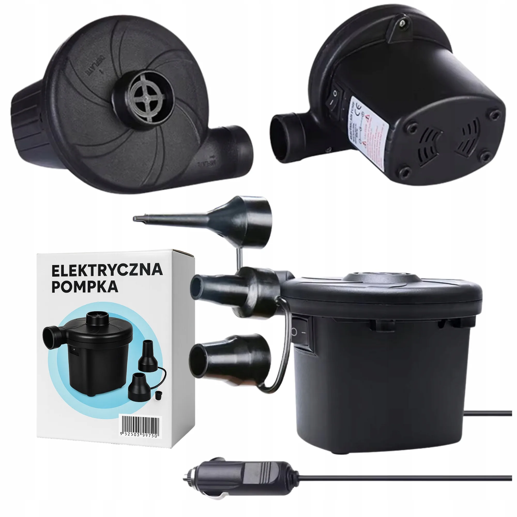 POMPKA ELEKTRYCZNA 2W1 DO MATERACA I BASENU 12 V 230 V 60 W 280 L/MIN
