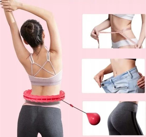 KOŁO HULA HOP Z WYPUSTKAMI SKŁADANE 24 SEGMENTY OBWÓD 50–140 CM 4 ŁOŻYSKA