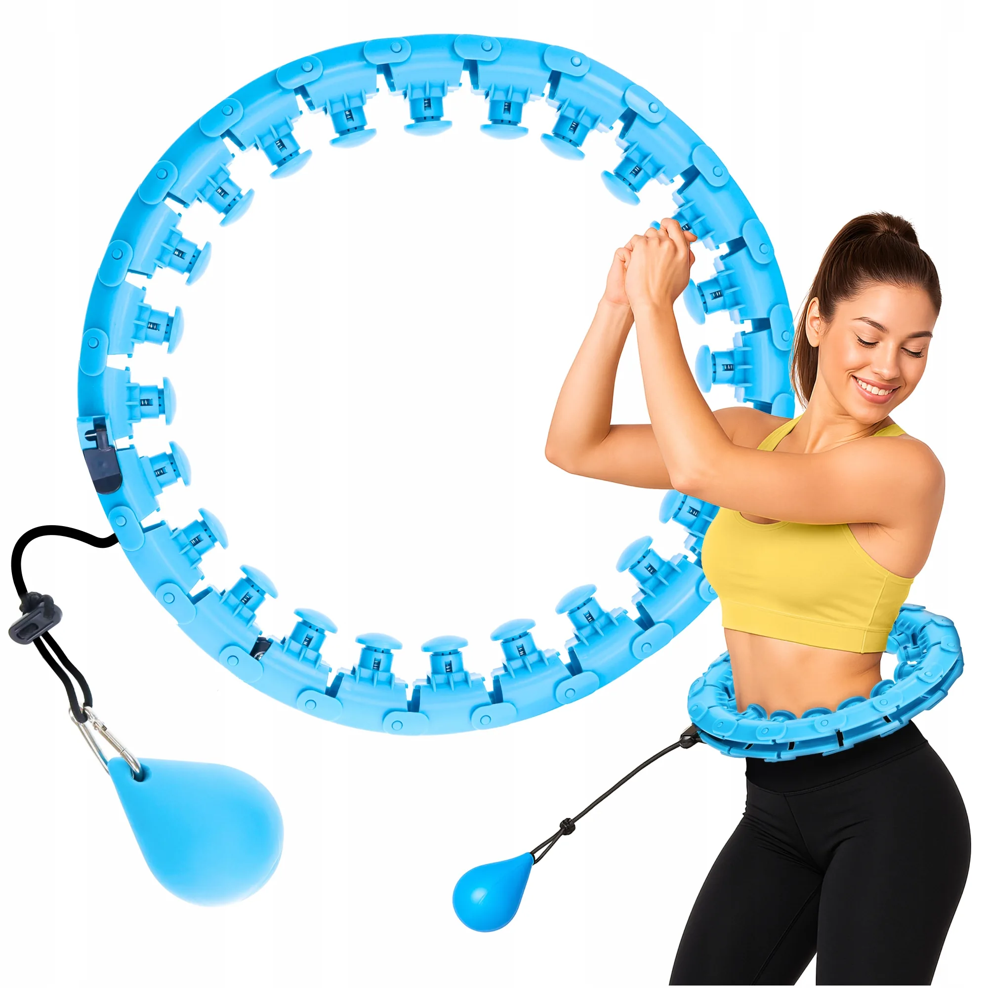HULA HOP Z OBCIĄŻENIEM REGULOWANY OBWÓD 50–140 CM NIEBIESKIE