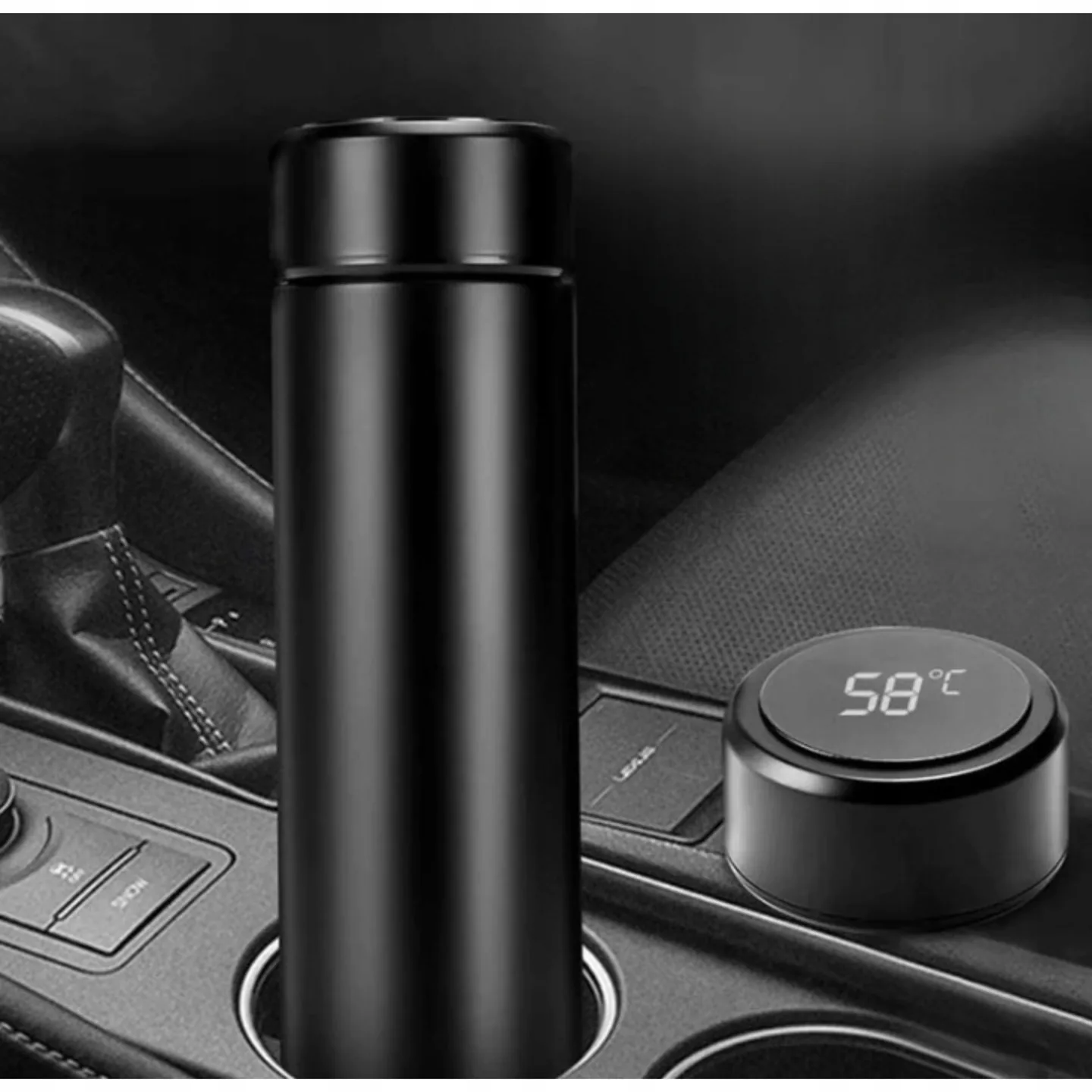 TERMOS SMARTCLUB 500 ML Z WYŚWIETLACZEM LED CZARNY STALOWY Z SITKIEM