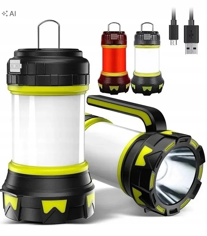 LATARKA KEMPINGOWA LED 20 W AKUMULATOROWA USB 6 TRYBÓW PANEL BOCZNY IPX4