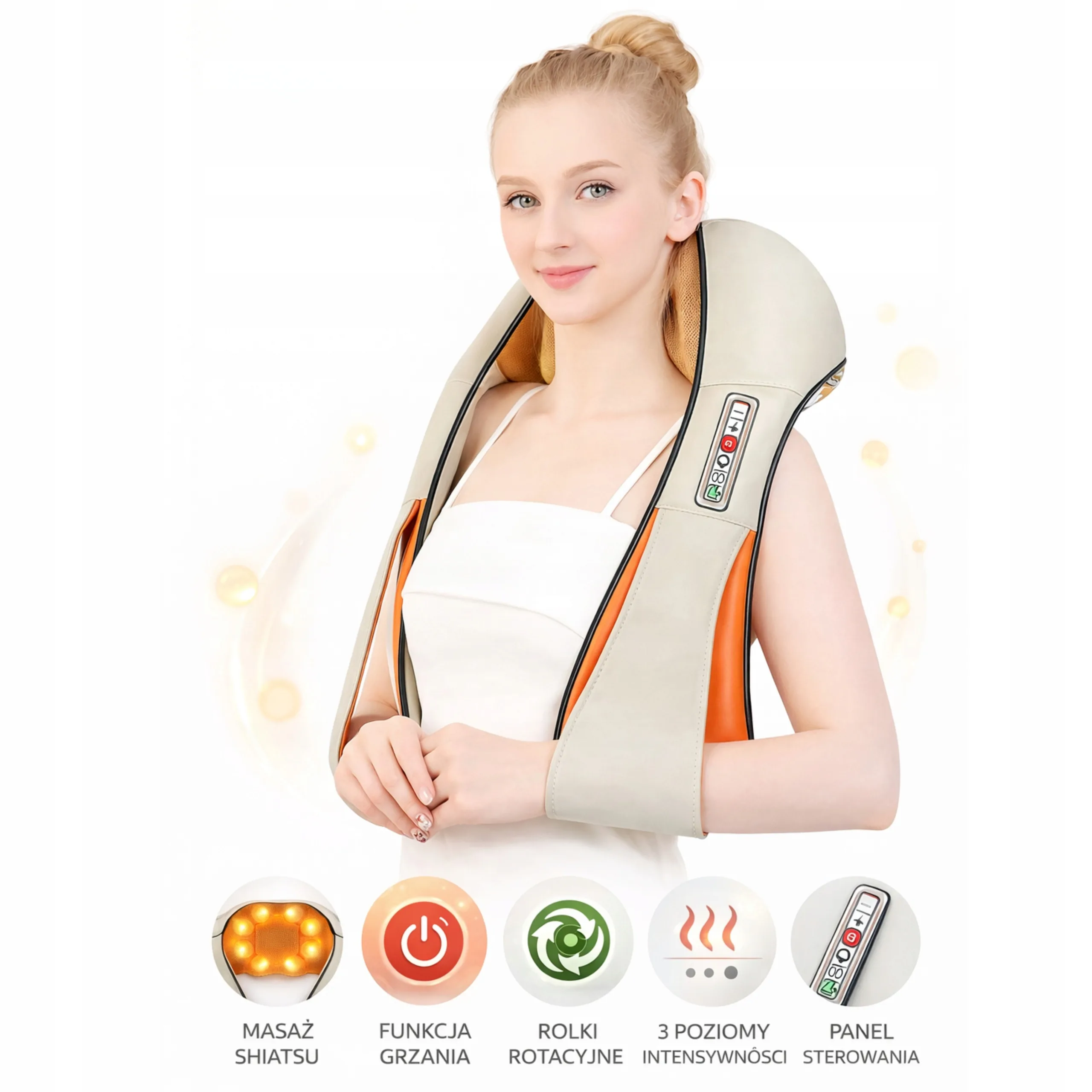 MASAŻER KARKU I PLECÓW SHIATSU Z PODGRZEWANIEM DO DOMU I SAMOCHODU 24 W