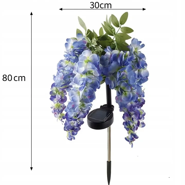 LAMPA SOLARNA OGRODOWA WISTERIA NIEBIESKA LED CIEPŁE ŚWIATŁO CZUJNIK ZMIERZCHU