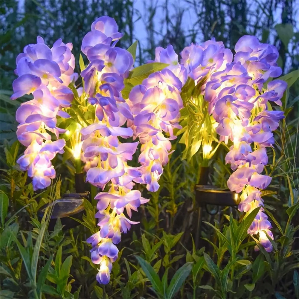 LAMPA SOLARNA OGRODOWA WISTERIA NIEBIESKA LED CIEPŁE ŚWIATŁO CZUJNIK ZMIERZCHU