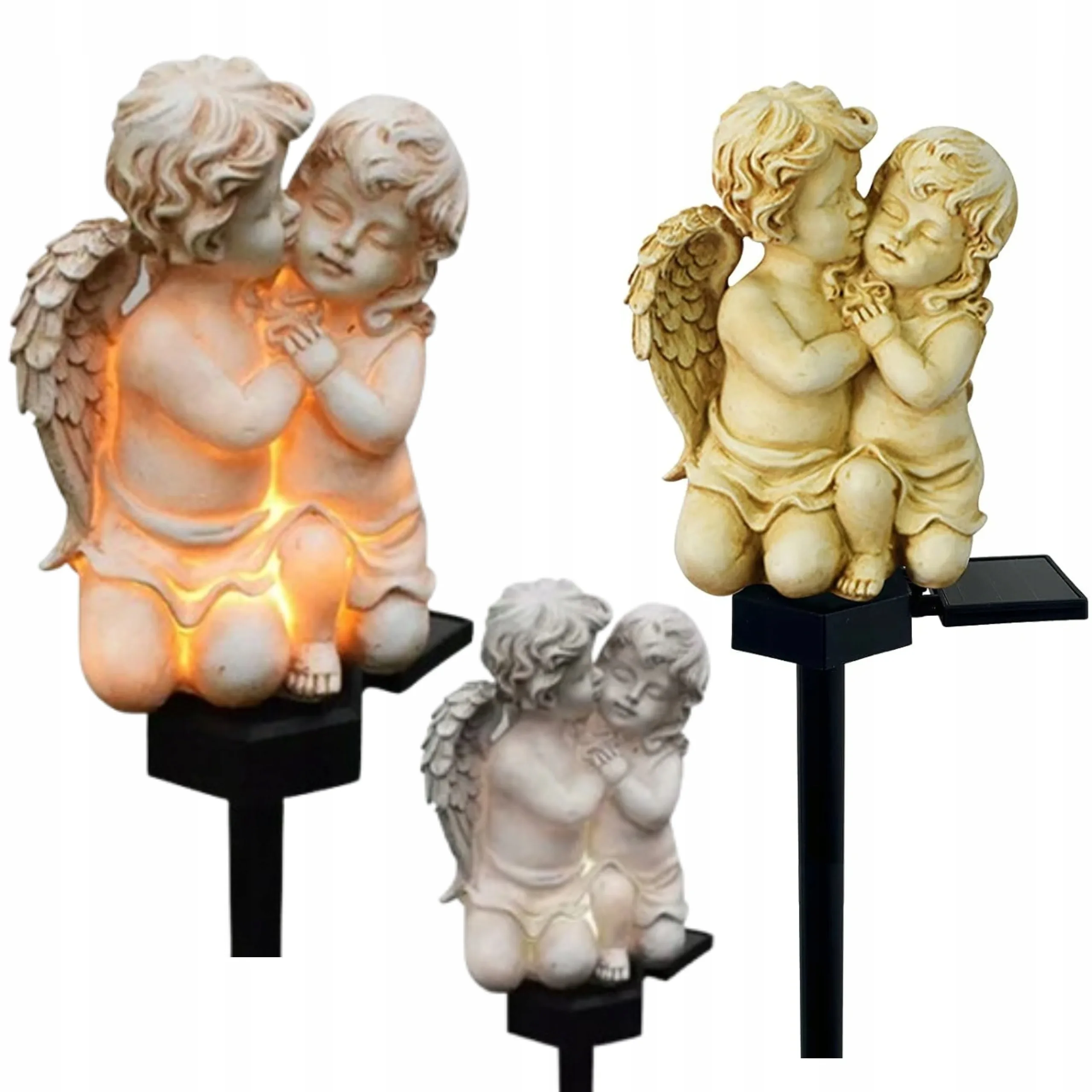 LAMPA SOLARNA ANIOŁ NA GRÓB CIEPŁA BIAŁA LED IP44 45 CM Z CZUJNIKIEM ZMIERZCHU