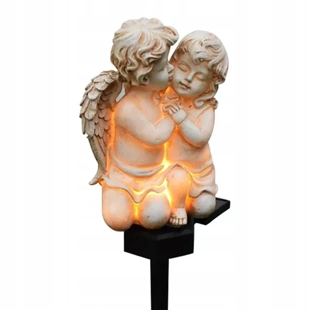 LAMPA SOLARNA ANIOŁ NA GRÓB CIEPŁA BIAŁA LED IP44 45 CM Z CZUJNIKIEM ZMIERZCHU