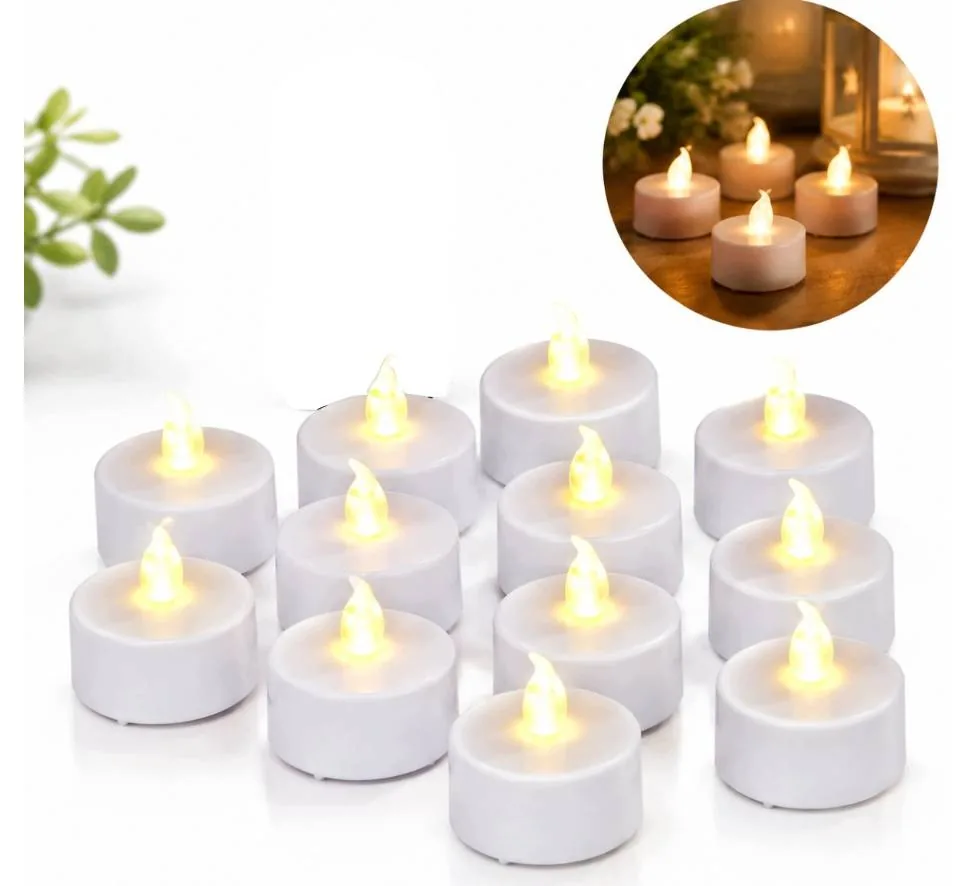 ZESTAW ŚWIECZEK LED 12 SZT DO ZNICZY I LAMPIONÓW CIEPŁE ŚWIATŁO NA BATERIE