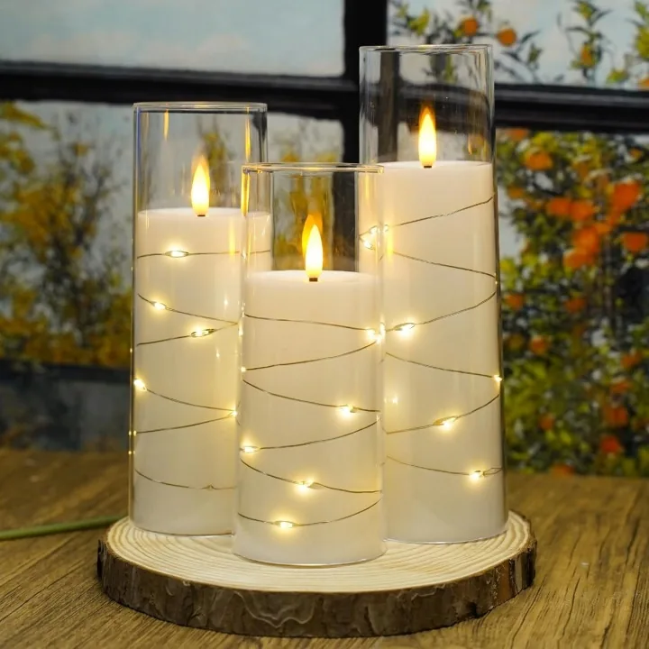 ZESTAW 6 SZTUK WKŁADY LED DO LAMPIONÓW 12,5 CM EFEKT PŁOMIENIA CIEPŁA BIAŁA