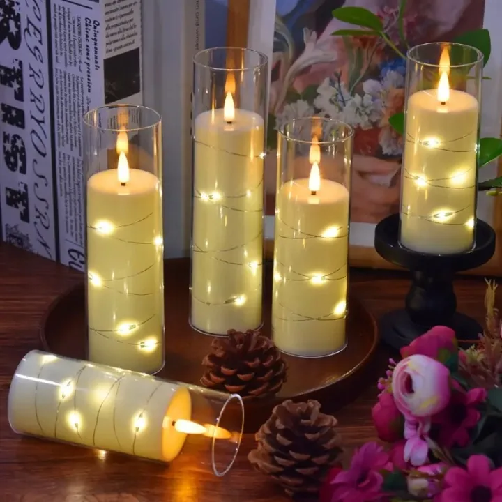 ZESTAW 6 SZTUK WKŁADY LED DO LAMPIONÓW 12,5 CM EFEKT PŁOMIENIA CIEPŁA BIAŁA